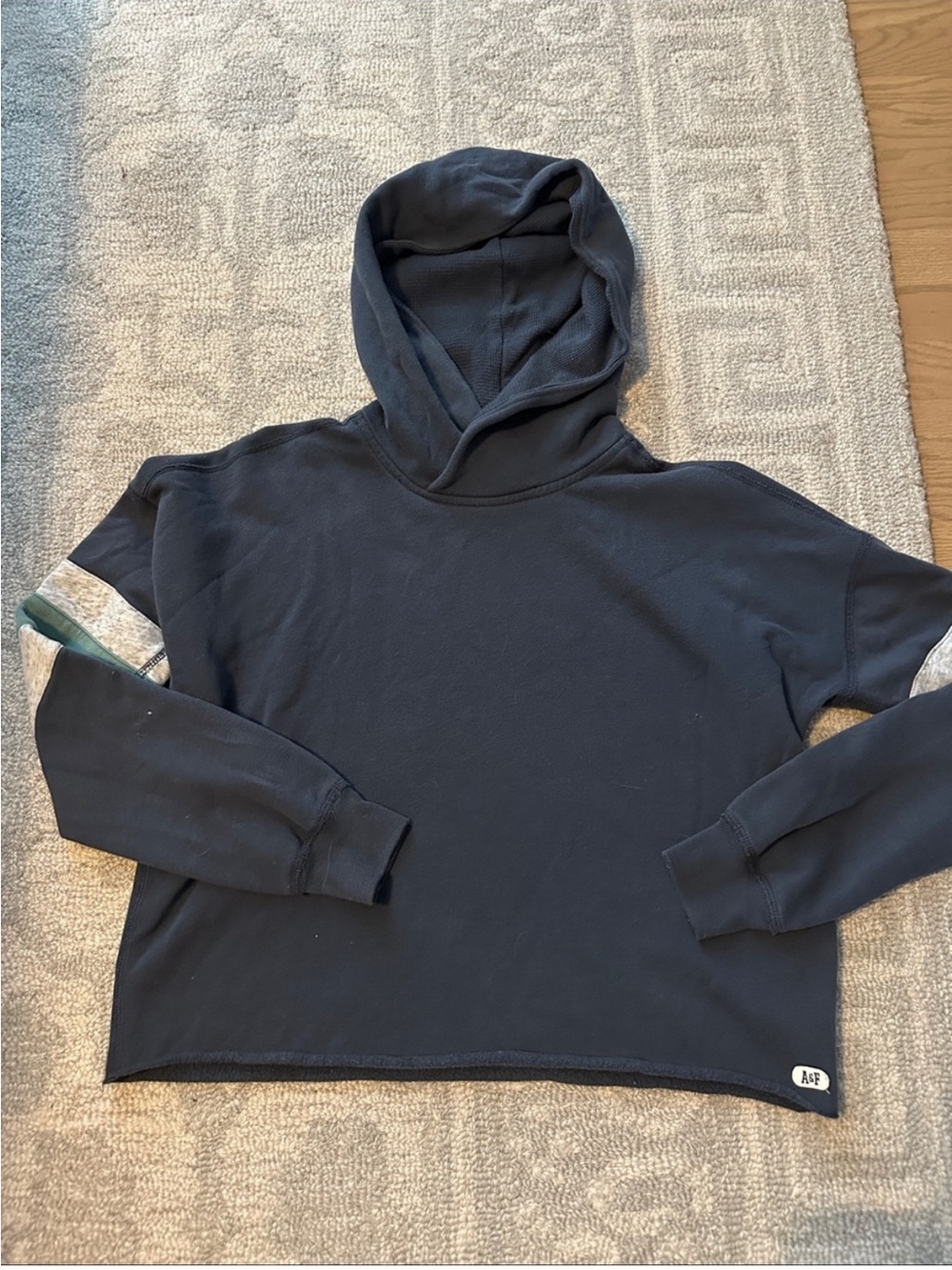 Abercrombie & Fitch Vintage Navy Boxy Fleece Hoodie